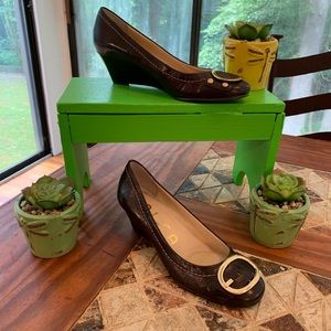 Unisa leather buckle wedge heel shoe